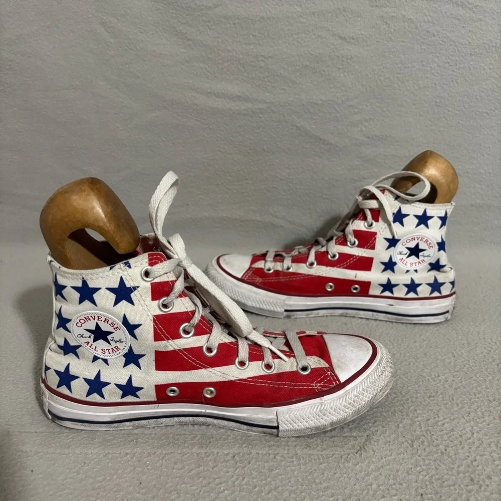 Converse Chuck Taylor All Star Red White Stars High-Top Sneakers sz 4 Juniors